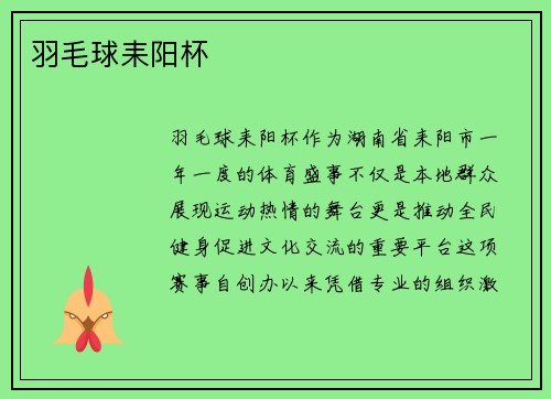 羽毛球耒阳杯